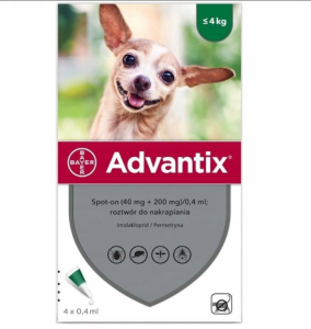 Krople Advantix na kleszcze pchły dla psa Bayer  0,4ml Psy do 4kg