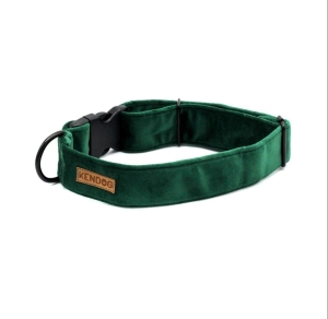 Obroża Kendog dla psa handmade welurowa – Velvet Green S