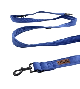 Smycz przepinana welurowa dla psa handmade – Velvet Indigo 3m 