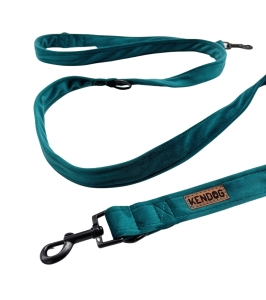 Smycz przepinana welurowa dla psa handmade – Velvet Turkus 3m  